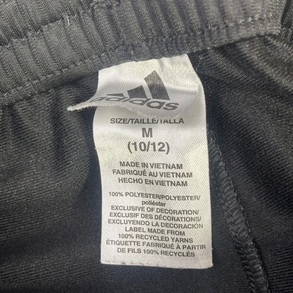 Adidas Boys Track Pants Black White Stripes Joggers Size M 10/12 Activewear